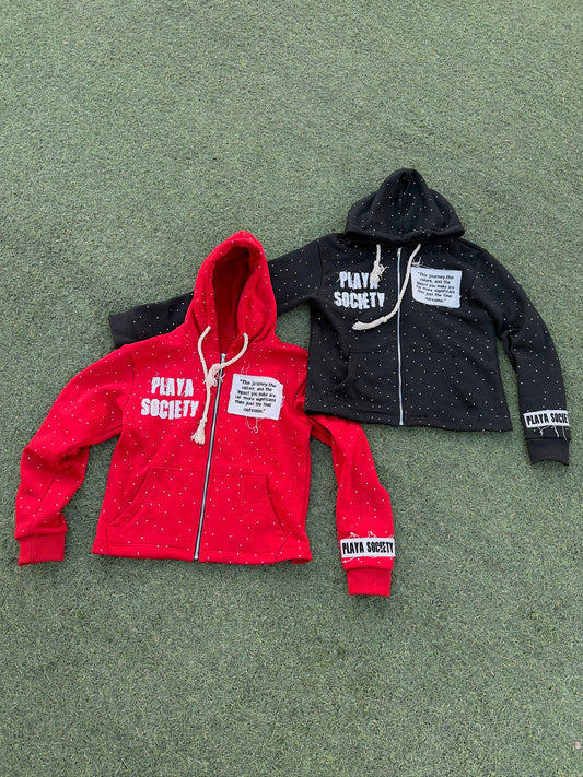 Rhinestone Playa Society Zip Ups